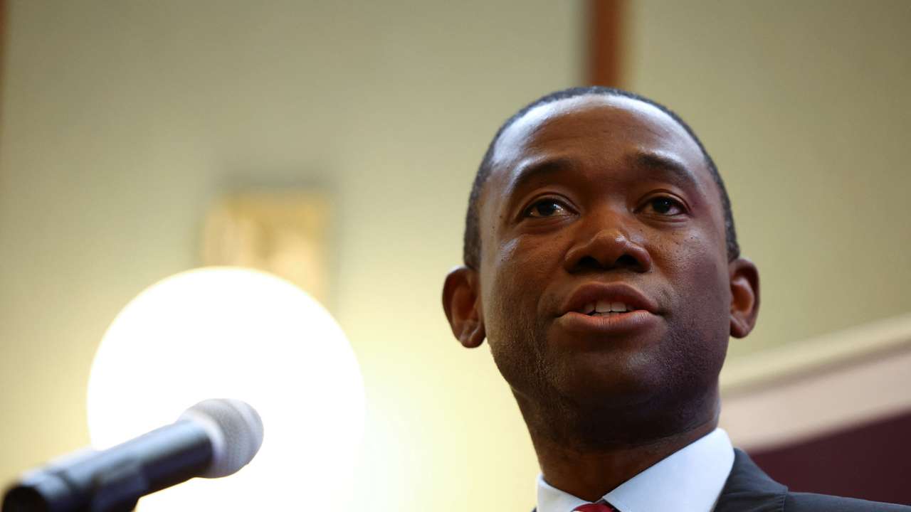 U.S. Deputy Treasury Secretary Wally Adeyemo speaks at the Royal United Services Institute in London