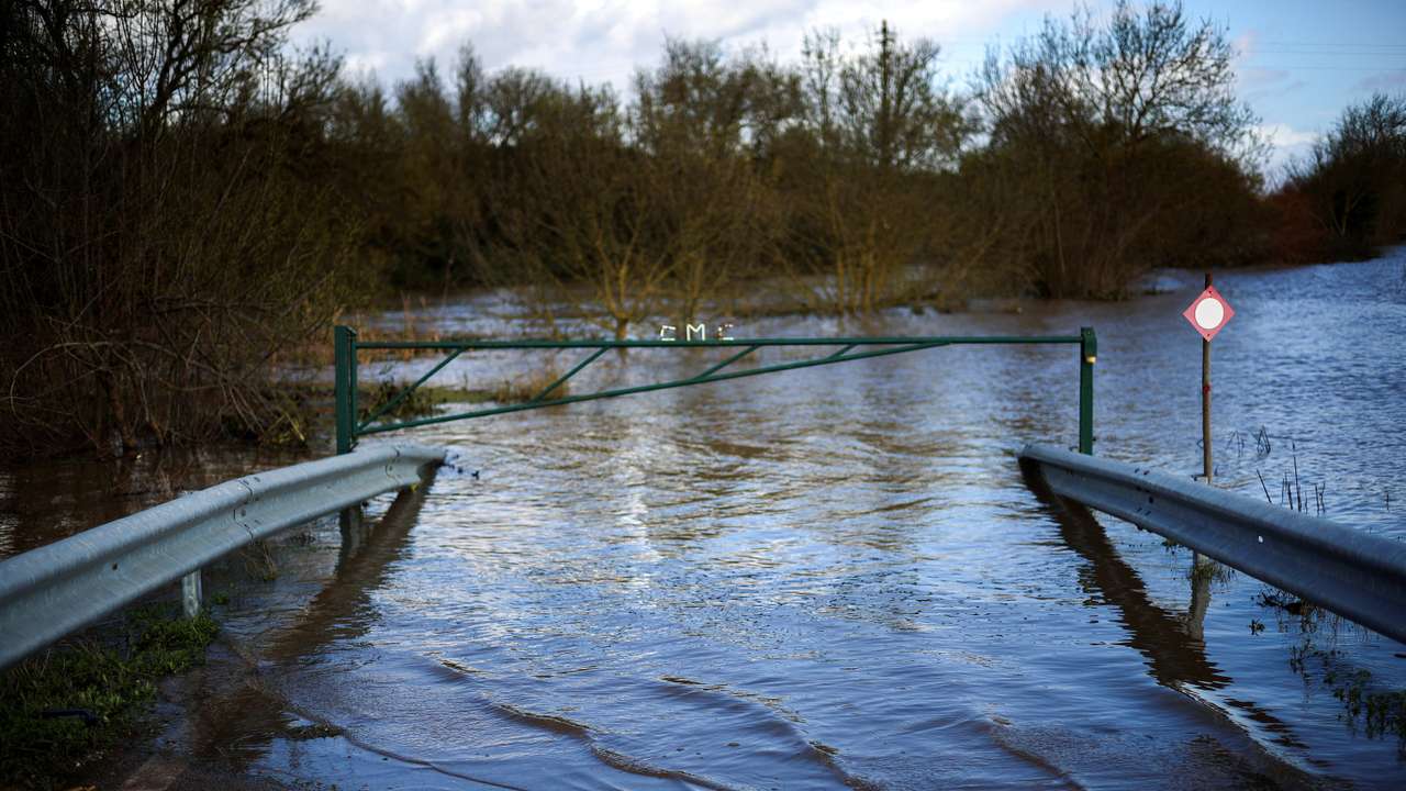 View of a flooded area after the passage of storms Kristin and Leonardo, in the parish of Valada