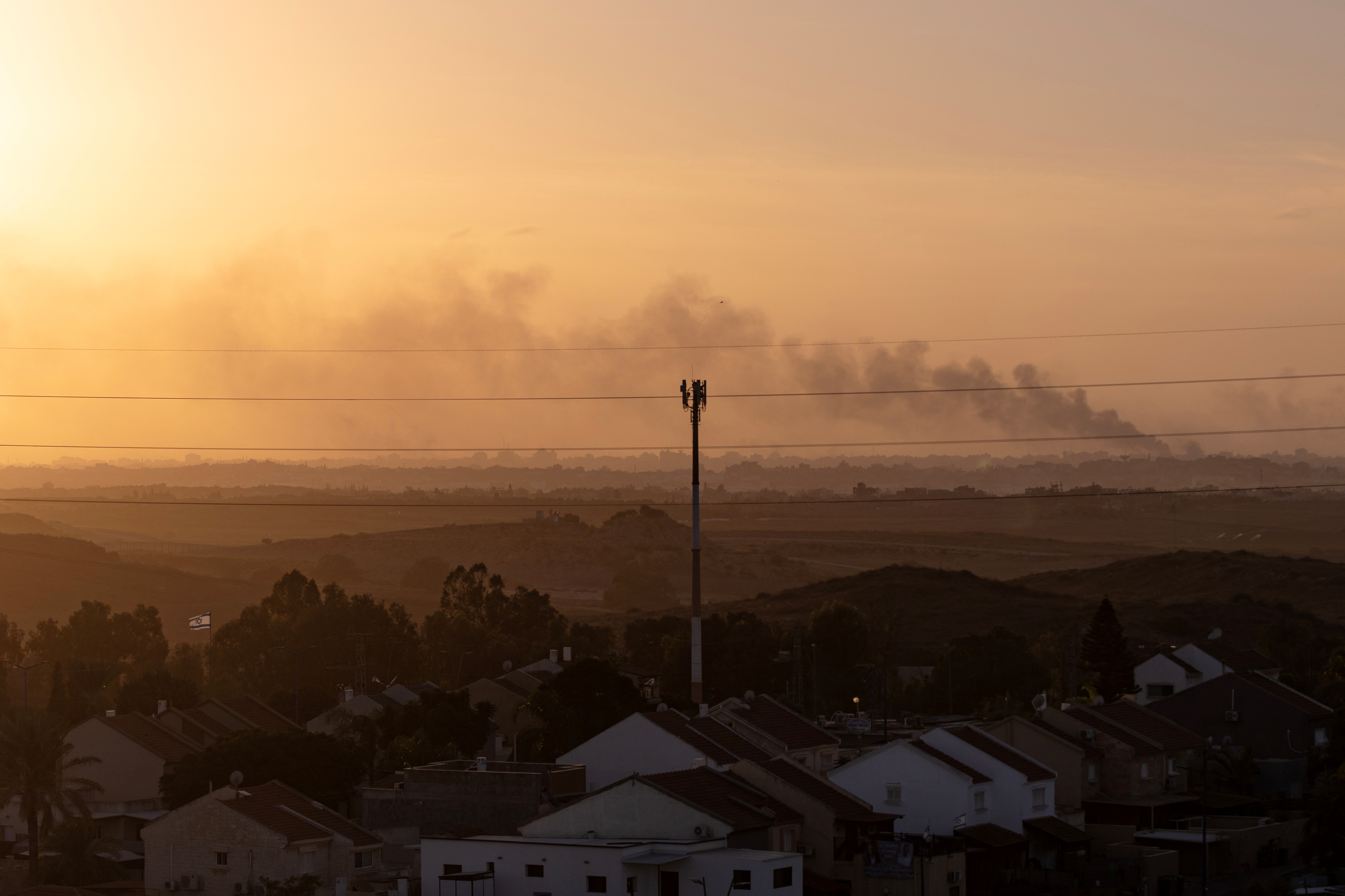 Smoke rises over northern Gaza Strip, as seen from the southern Israel