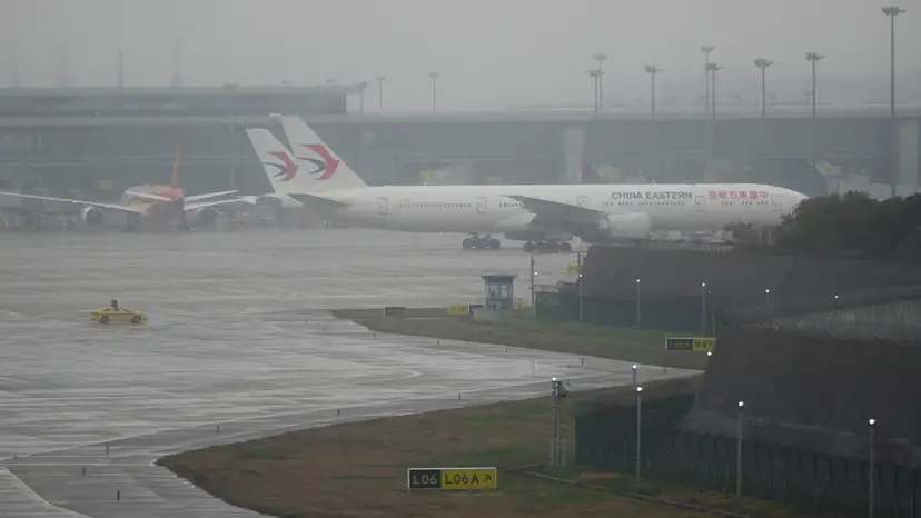 China Eastern Airlines aircrafts are parked at Pudong International Airport in Shanghai