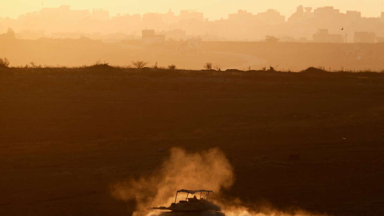 An Israeli tank manoeuvres in Gaza