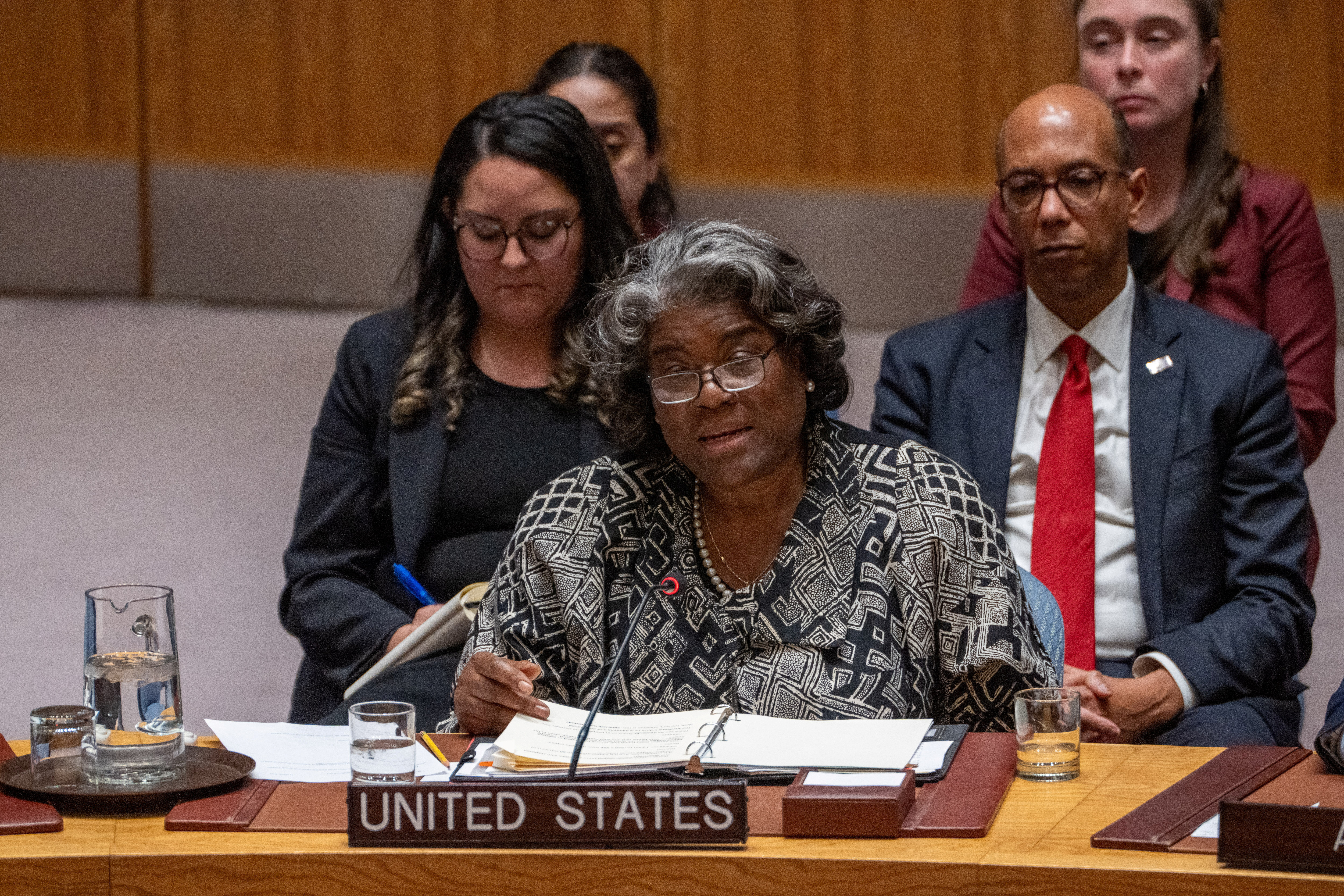 Meeting of the United Nations Security Council on the conflict between Israel and the Palestinian Islamist group Hamas, in New York