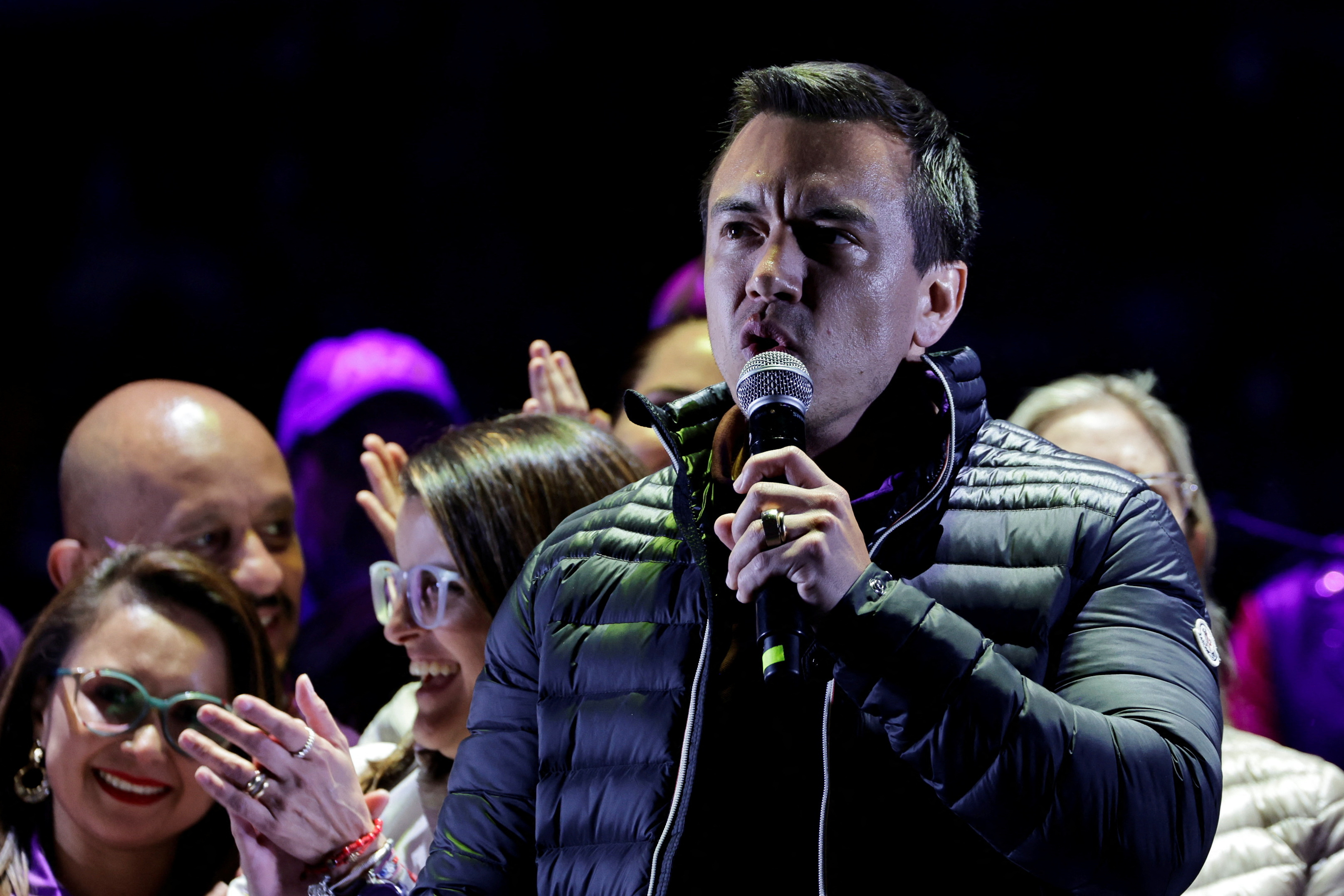 Ecuador's President and presidential candidate for reelection Daniel Noboa closing campaign event, in Quito