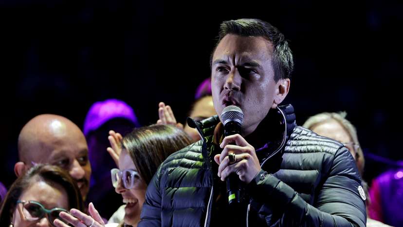 Ecuador's President and presidential candidate for reelection Daniel Noboa closing campaign event, in Quito