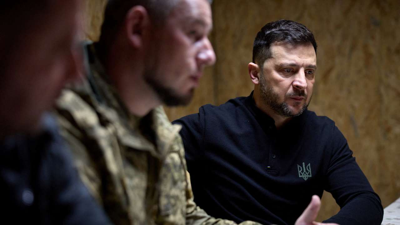 Ukraine's President Zelenskiy visits a front line in Zaporizhzhia region