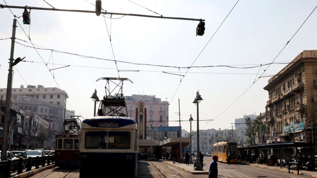 Trams in the Mediterranean city of Alexandria