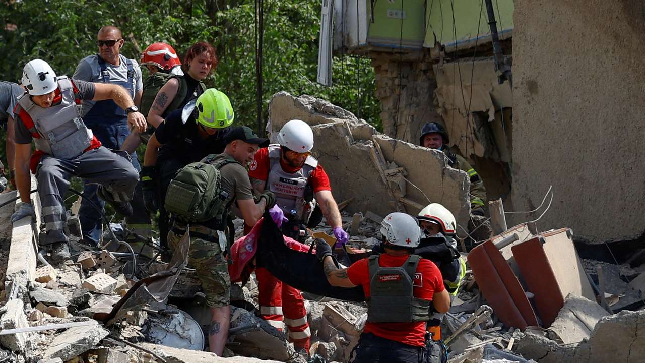 FILE PHOTO: Aftermath of a Russian missile strike in Kyiv
