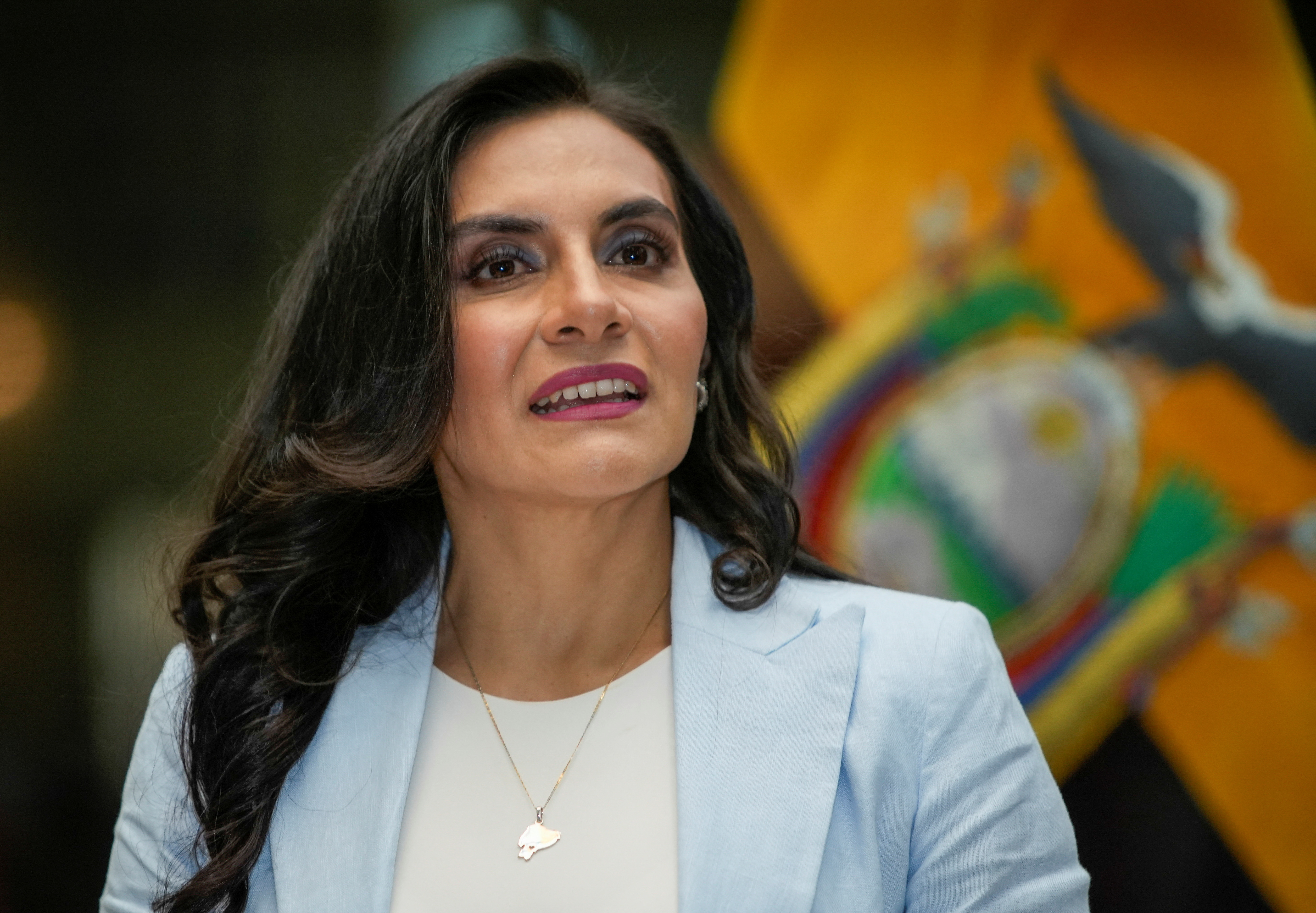 Ecuador's Vice President Veronica Abad holds press conference amid spat with President Daniel Noboa, in Quito