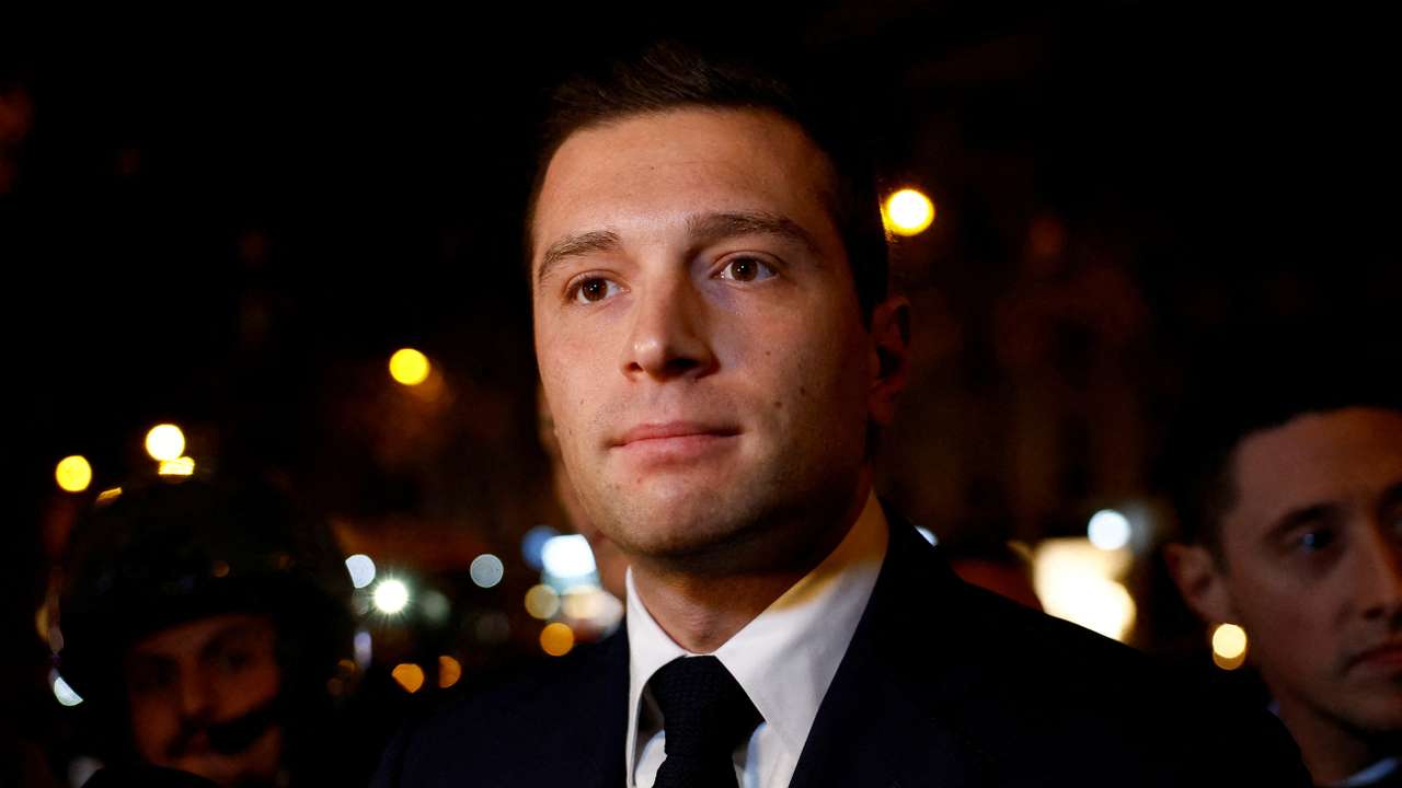 FILE PHOTO: Jordan Bardella signs his book in Paris