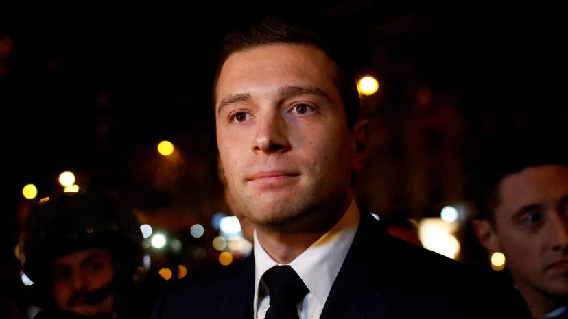 FILE PHOTO: Jordan Bardella signs his book in Paris