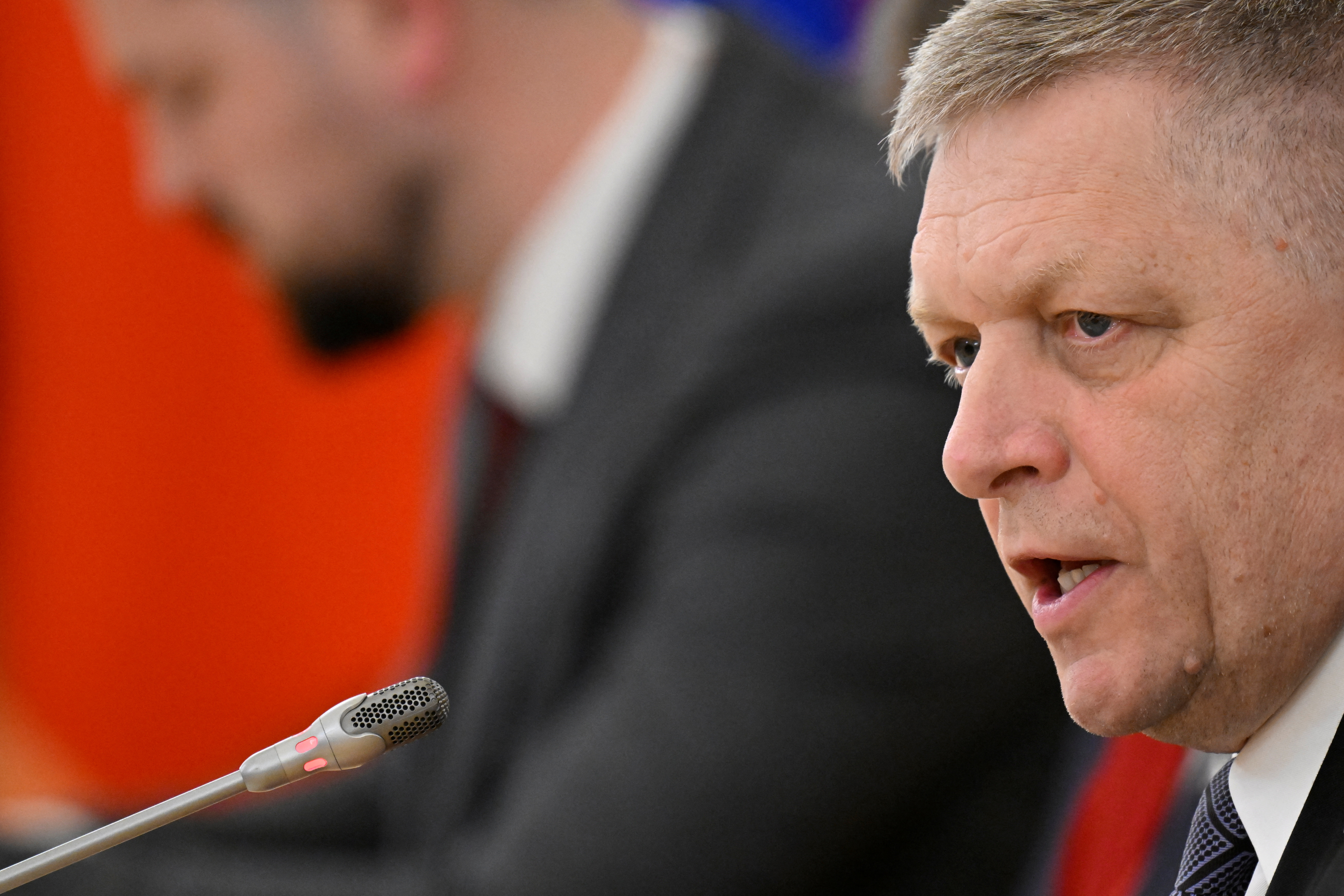 Russian President Vladimir Putin meets with Slovak Prime Minister Robert Fico at the Kremlin in Moscow