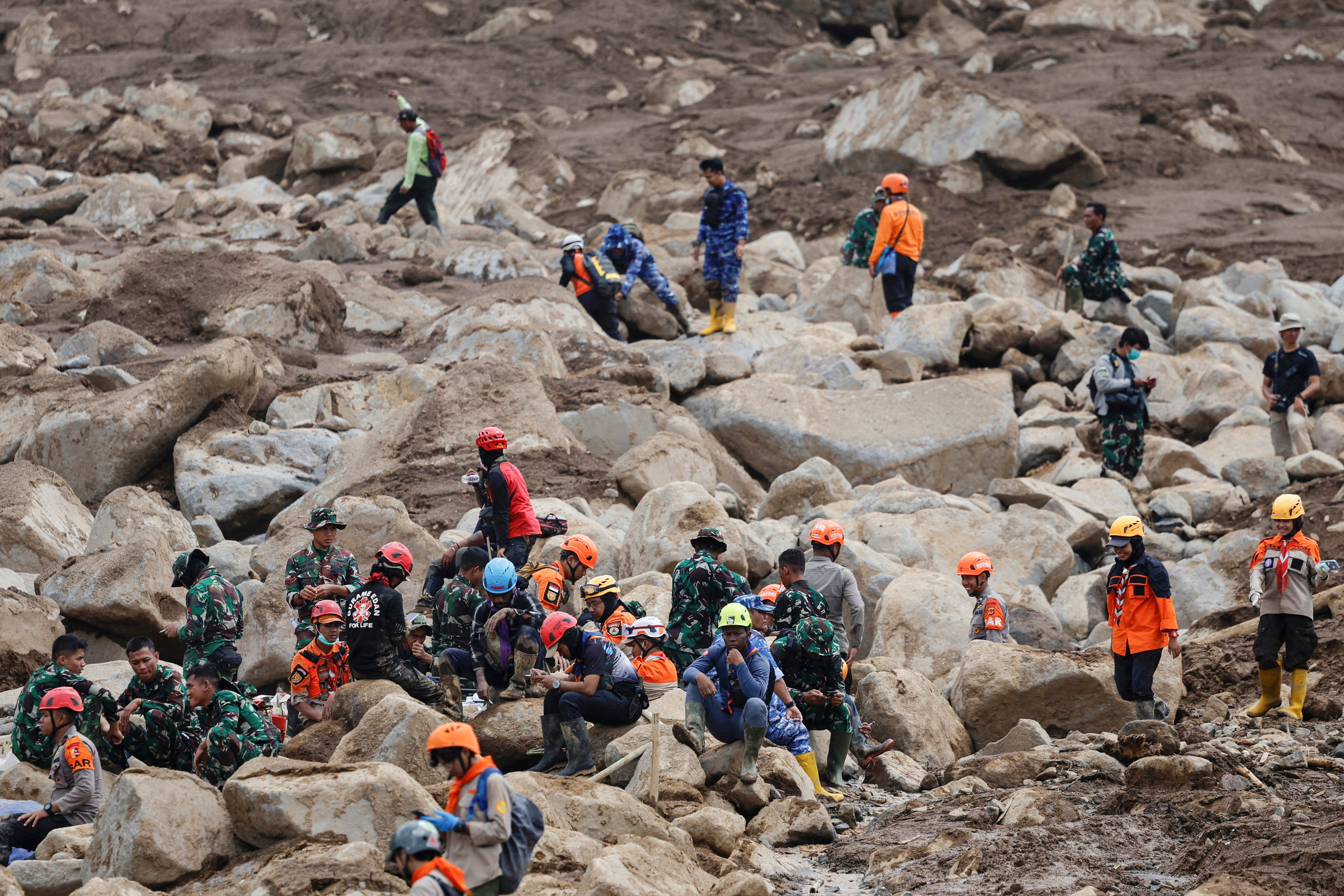 FILE PHOTO: Landslide following heavy rains in Pasir Langu village, West Bandung regency, West Java province