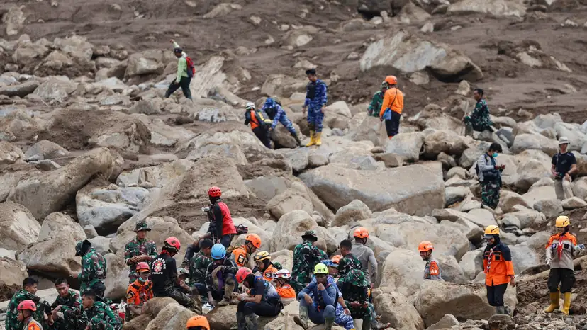 FILE PHOTO: Landslide following heavy rains in Pasir Langu village, West Bandung regency, West Java province