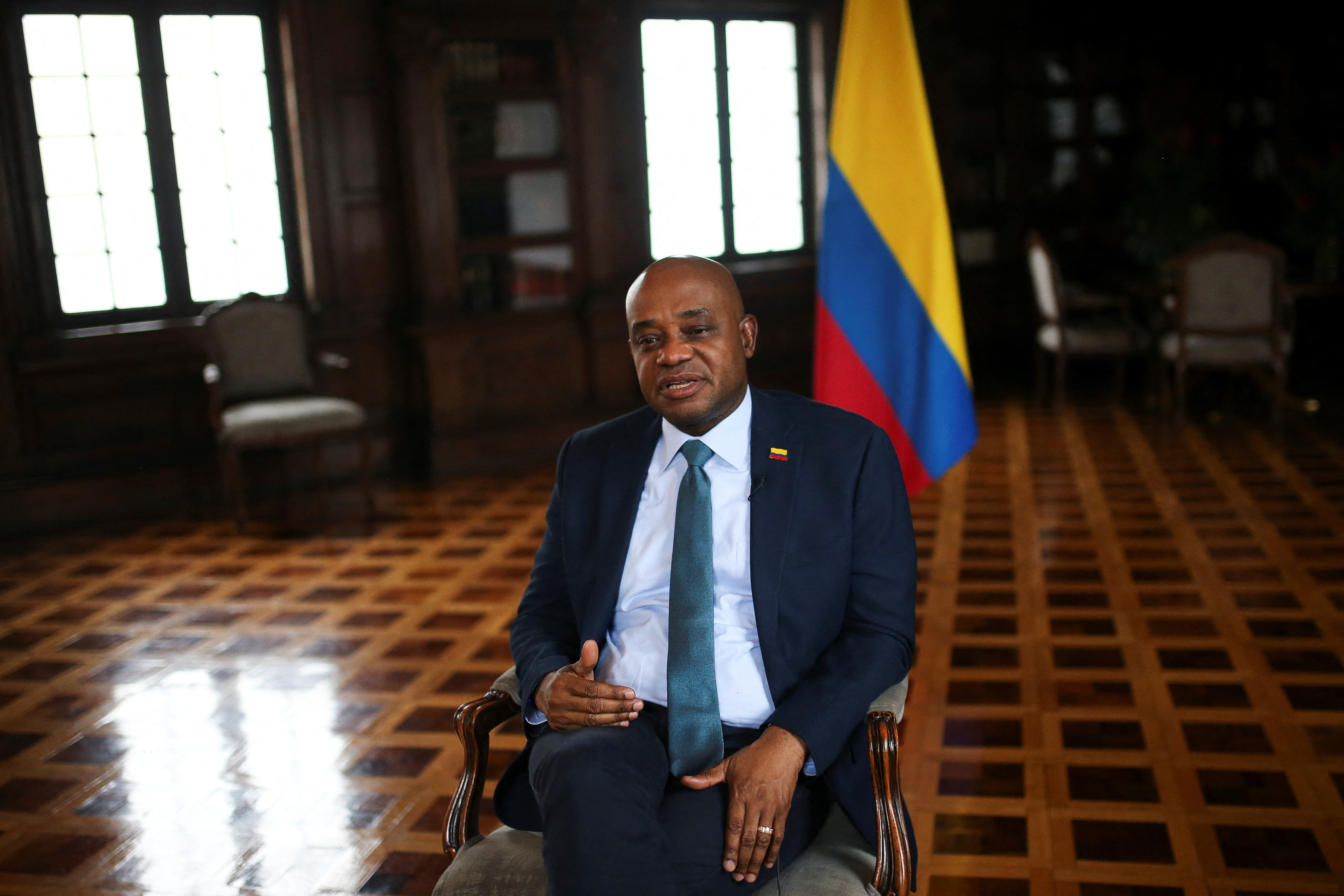 Colombian Minister of Foreign Affairs Luis Gilberto Murillo speaks during an interview with Reuters in Bogota
