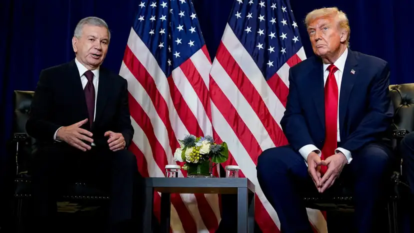 U.S. President Trump and Uzbekistan President Mirziyoyev meet during the 80th United Nations General Assembly, in New York City