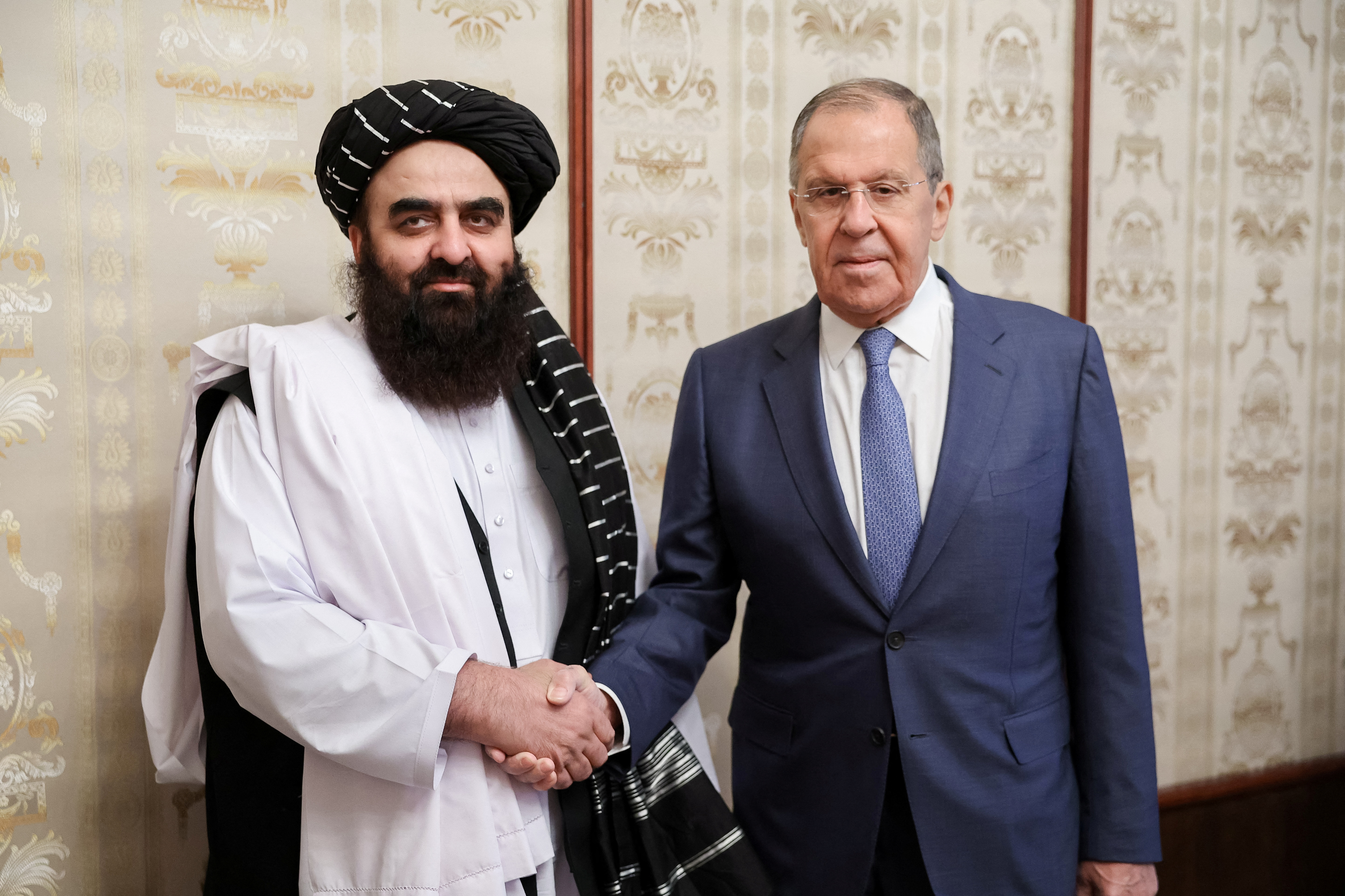 Russian Foreign Minister Sergei Lavrov meets Taliban's Acting Foreign Minister Amir Khan Muttaqi in Moscow