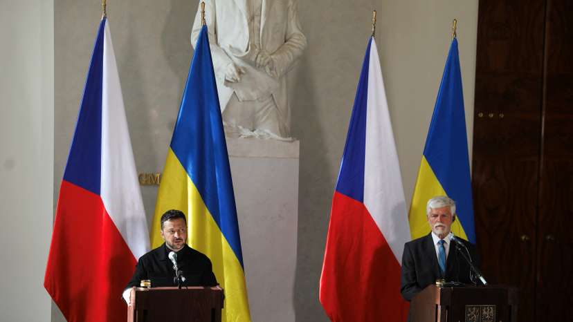 Czech President Petr Pavel meets with Ukraine's President Volodymyr Zelenskiy in Prague