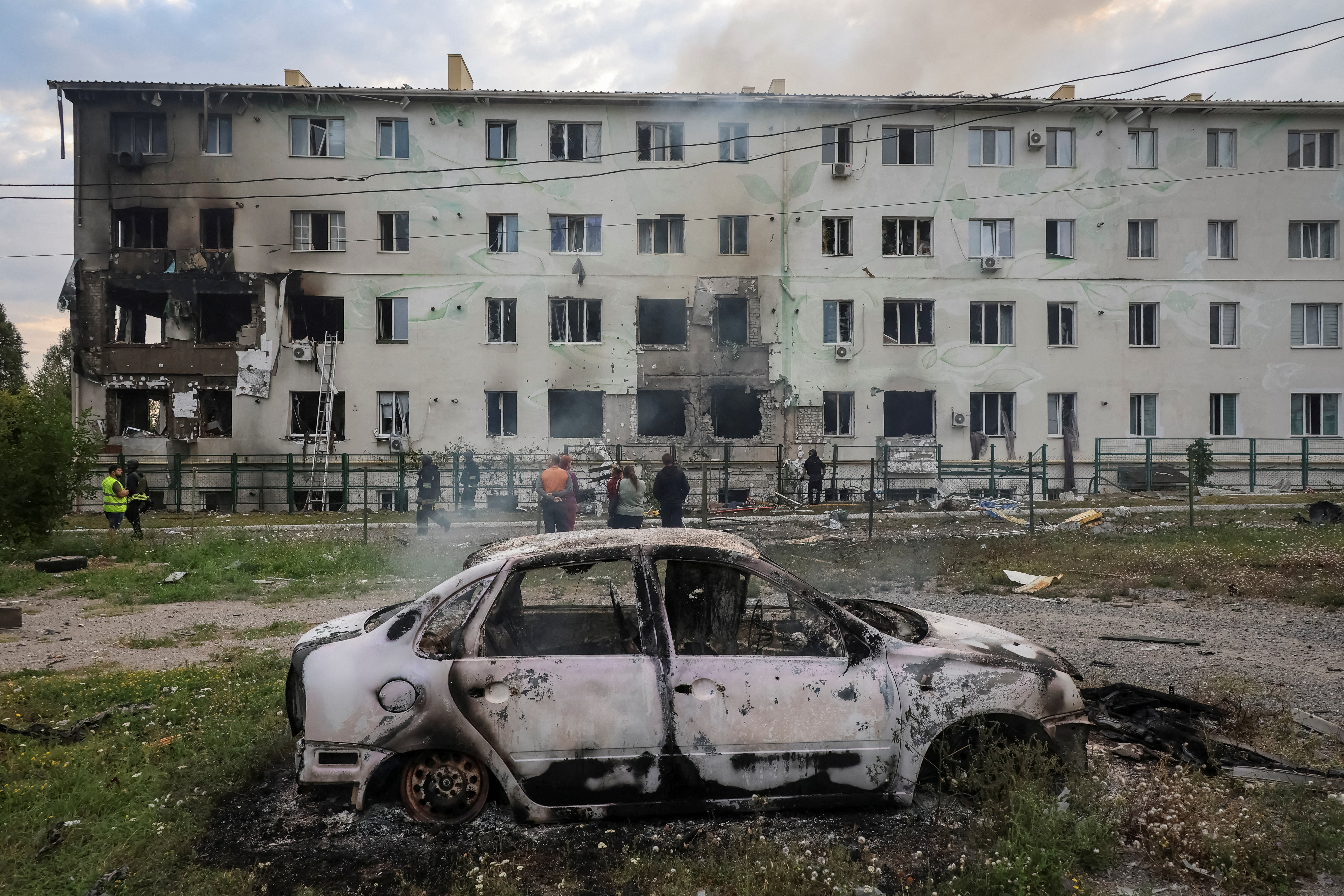 Aftermath of a Russian drone attack in Kharkiv