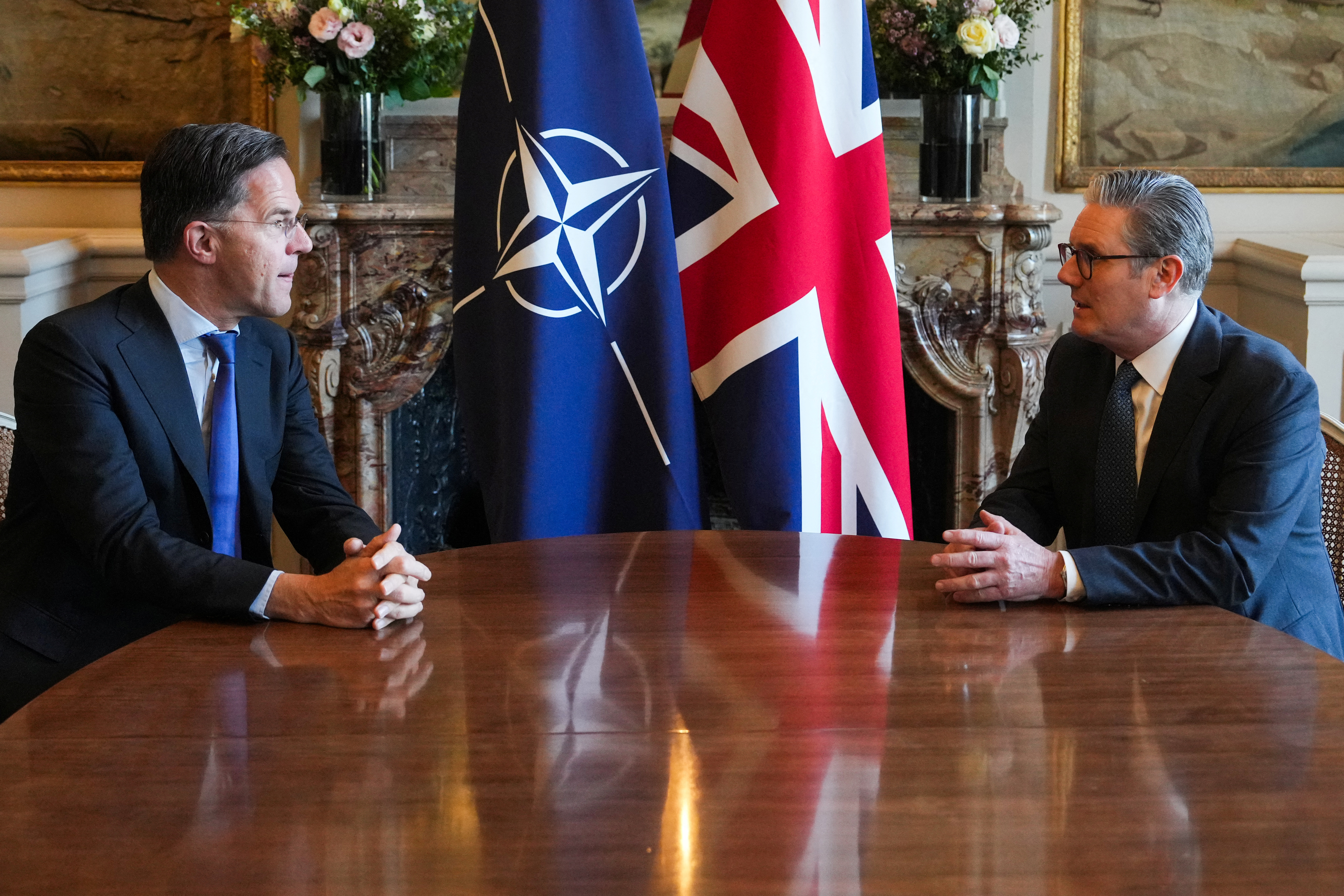 NATO Secretary General Rutte meets Britain's PM Starmer at the British embassy, in Paris