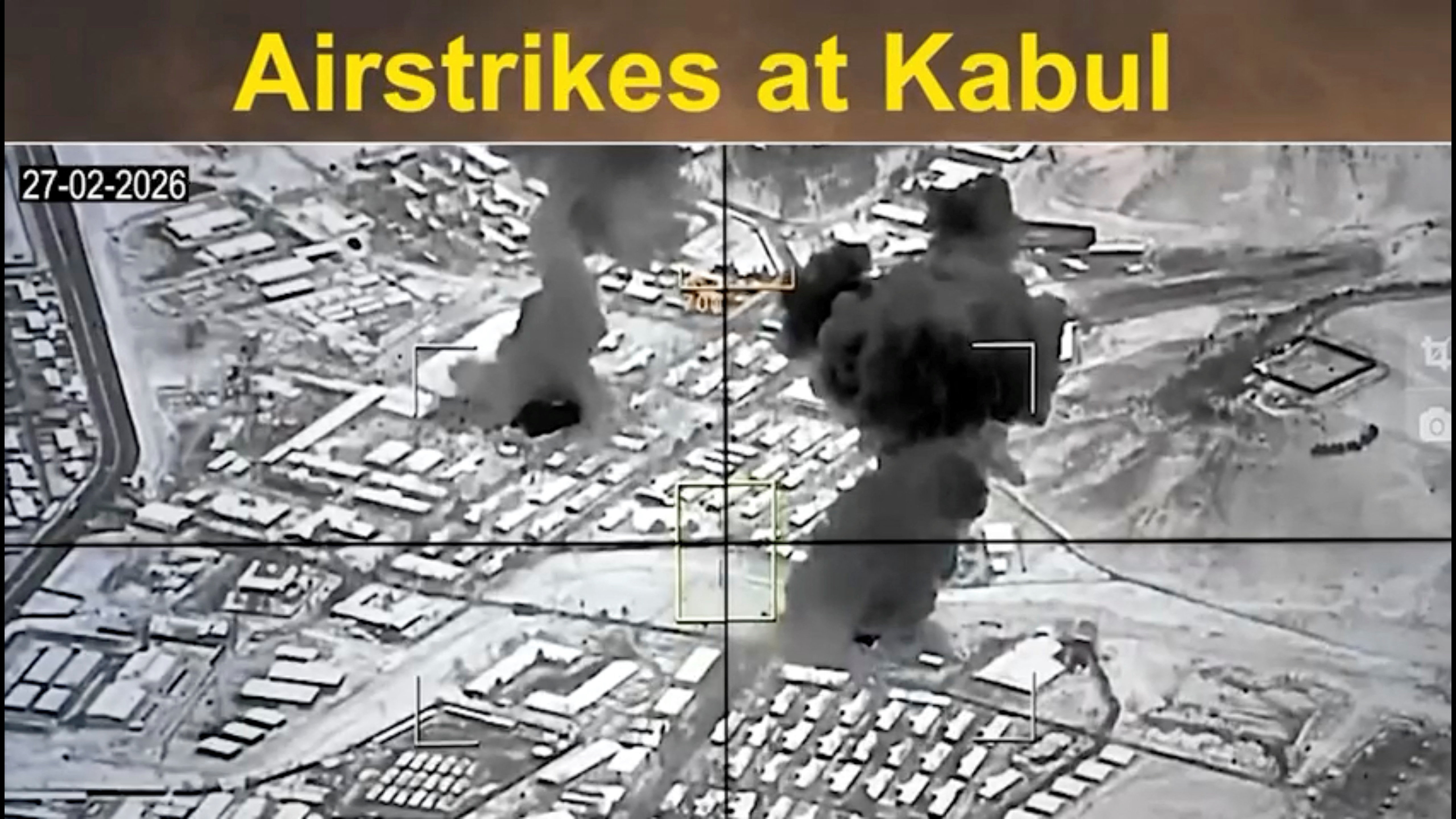 Smoke rises following what Pakistani and Taliban officials say are Pakistani strikes, in Kabul