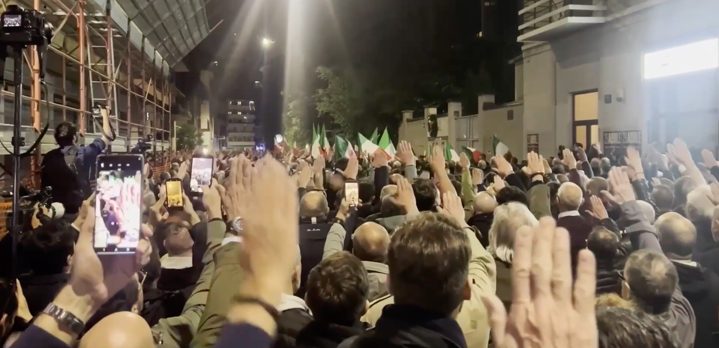 Hundreds in Milan perform Nazi salute during procession in remembrance of 1975 murder