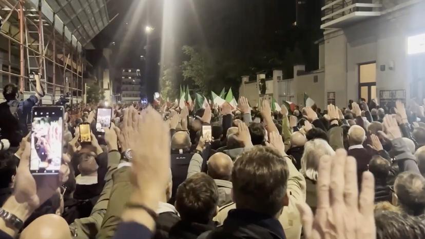 Hundreds in Milan perform Nazi salute during procession in remembrance of 1975 murder