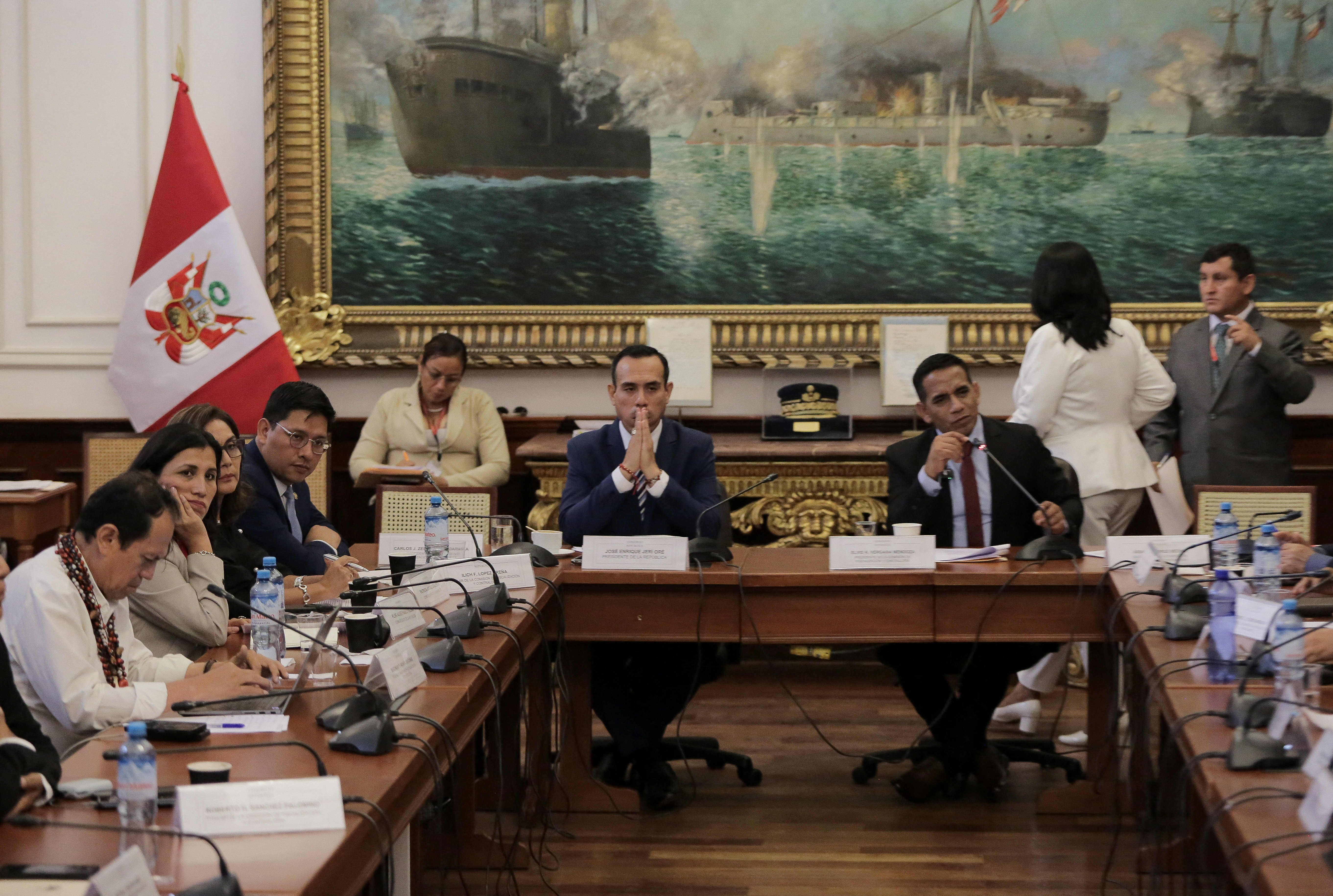 Peruvian President Jeri addresses Congress over undisclosed meetings, in Lima