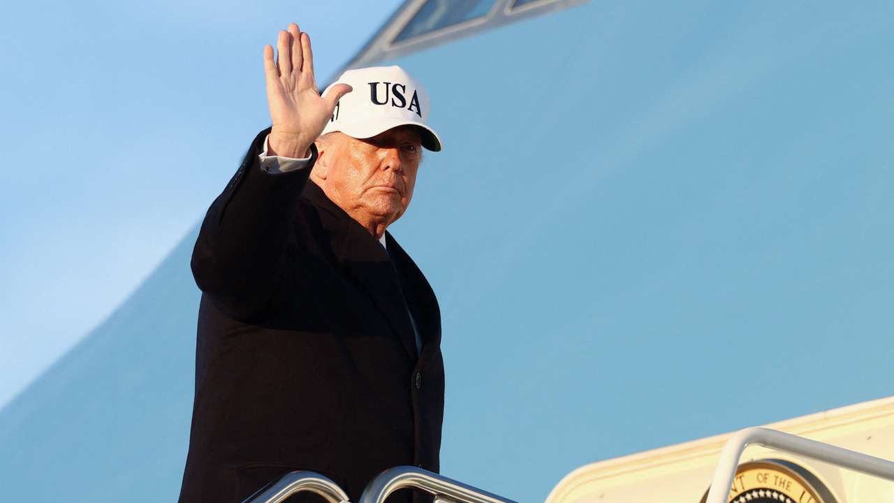U.S. President Trump boards Air Force One for travel to Florida, at Joint Base Andrews