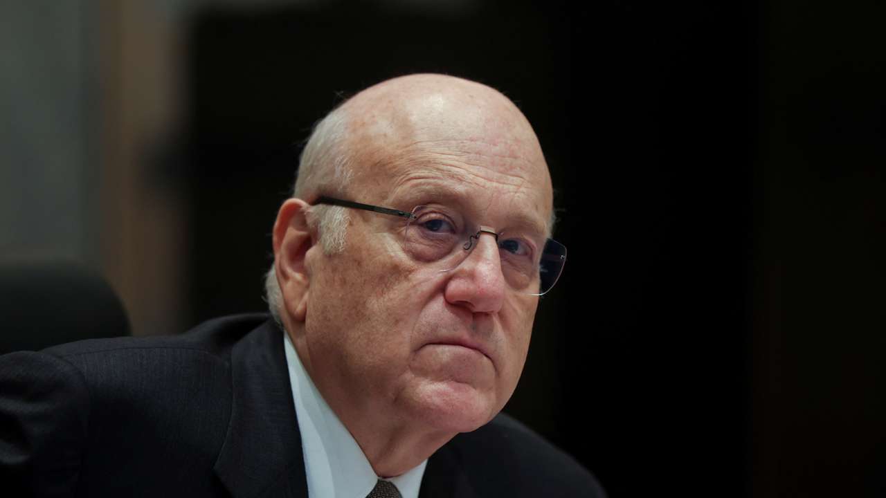 Lebanon's caretaker Prime Minister Najib Mikati heads a cabinet meeting in Beirut