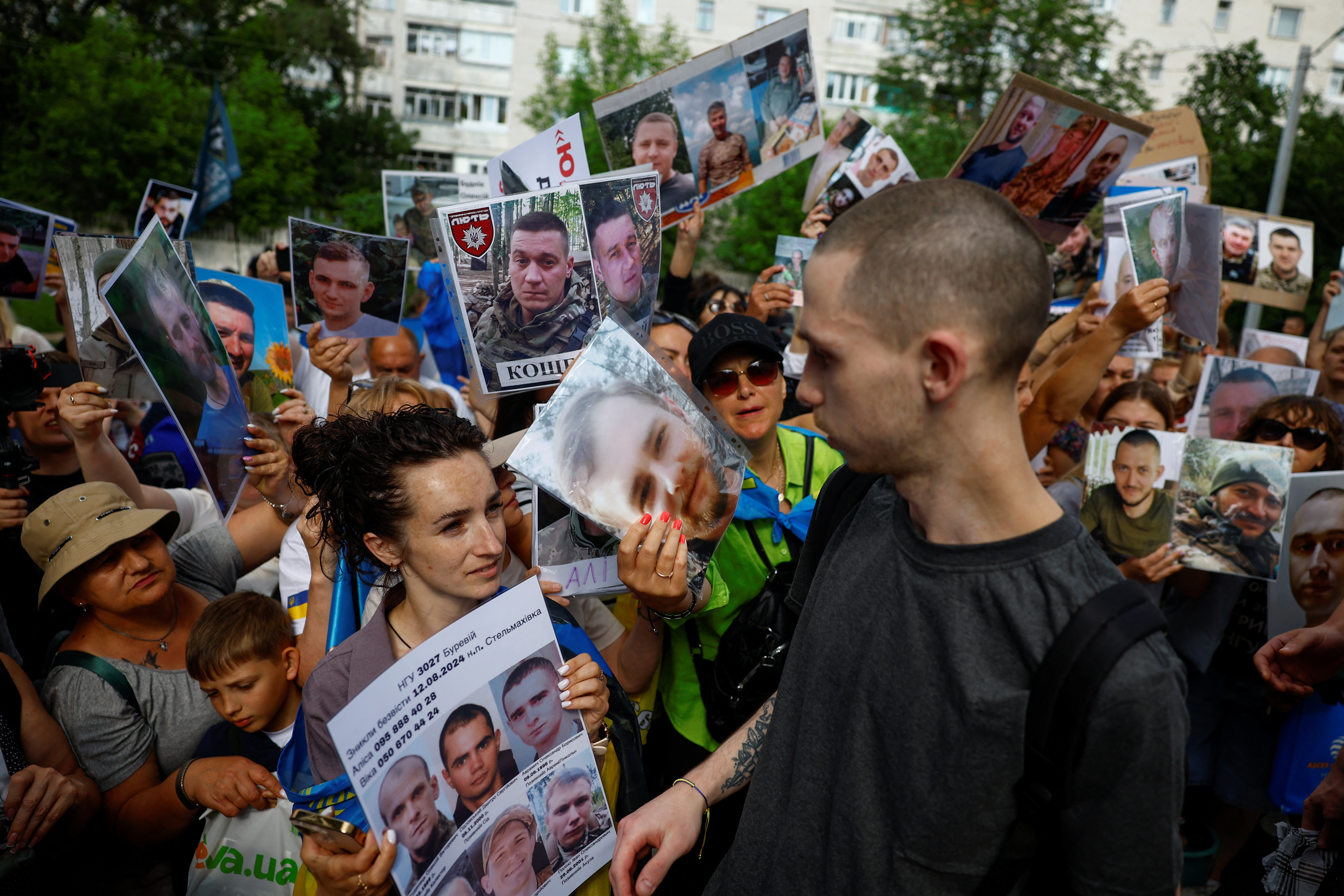 Ukrainian prisoners of war return after a swap in an undisclosed location in Ukraine