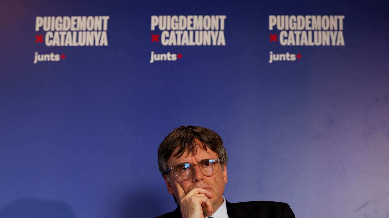 Together for Catalonia (Junts per Catalunya) regional Candidate Carles Puigdemont attends an interview in Perpignan