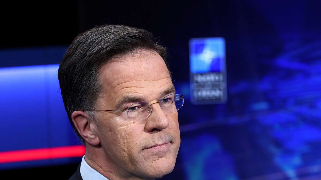 NATO Secretary General Mark Rutte reacts during a one-on-one interview with Reuters on the Iran crisis and Ukraine war in Brussels