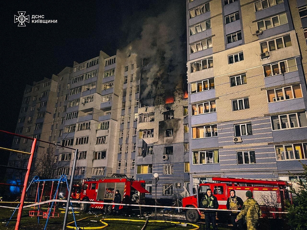 Aftermath of a Russian drone attack in Kyiv region