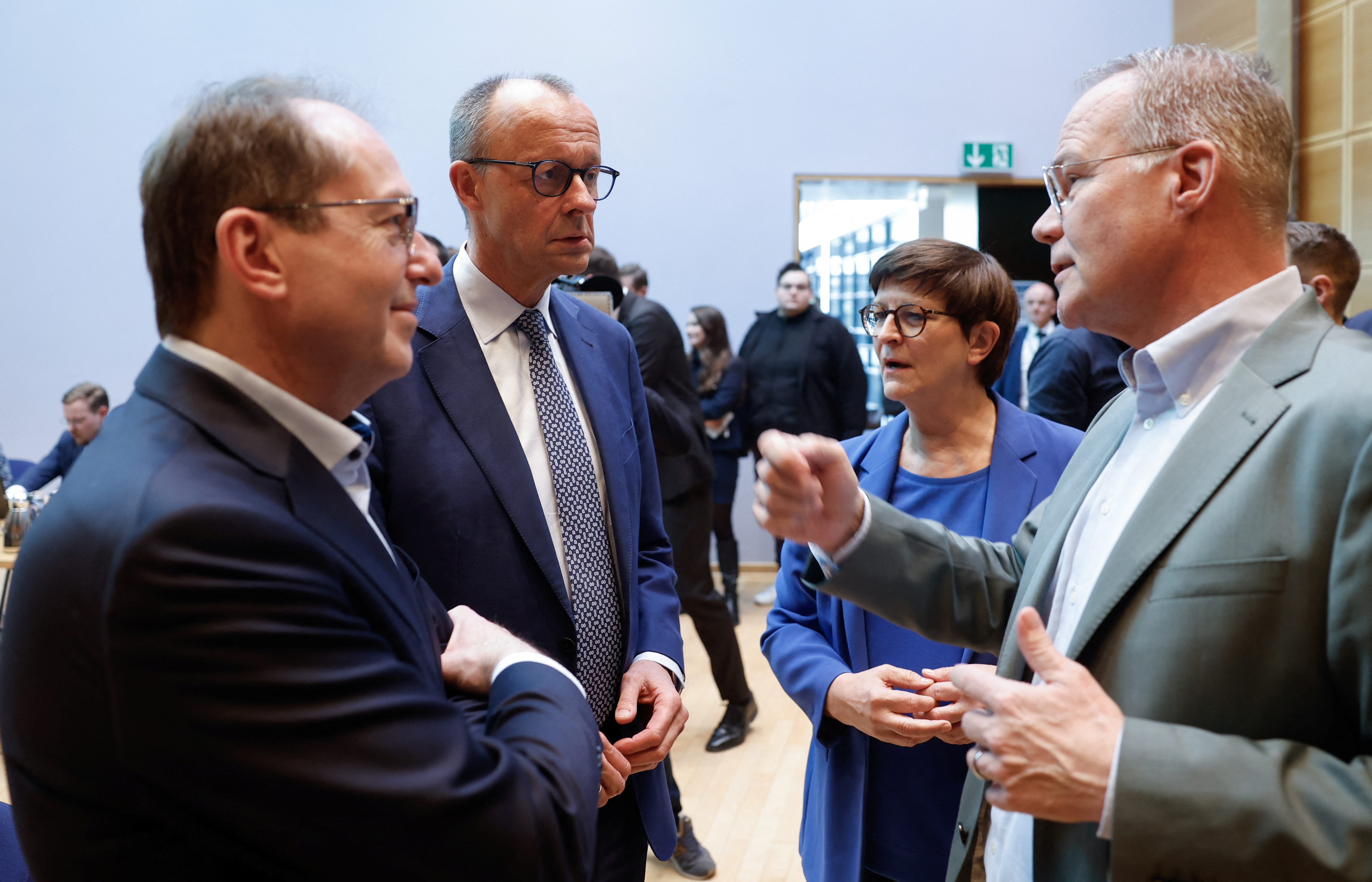 Meeting for talks on forming a coalition government at the SPD headquarters in the Willy-Brandt-Haus in Berlin