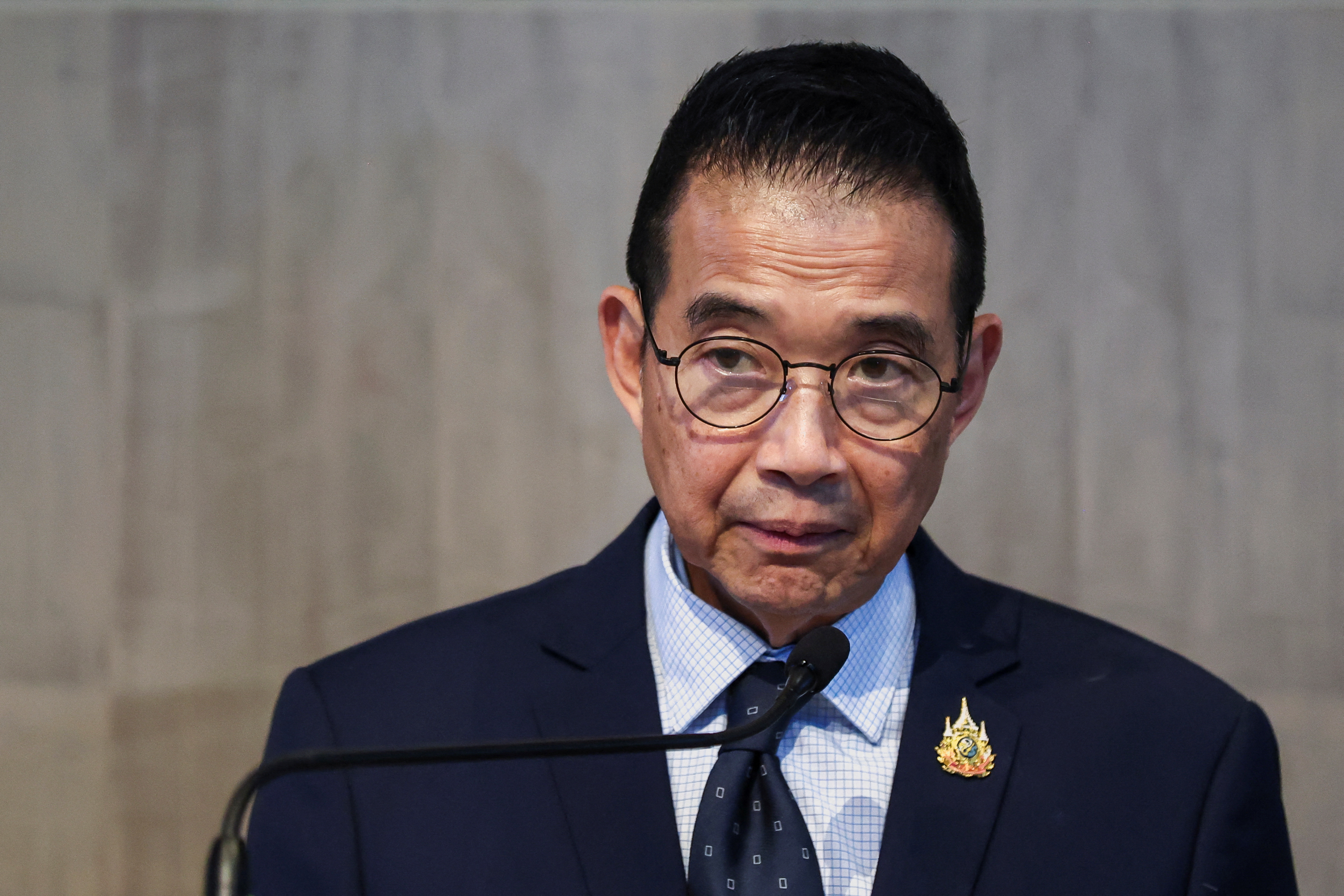 Thailand's Foreign Minister Maris Sangiampongsa attends a press conference following a 6-Country informal consultation on the situation in Myanmar in Bangkok