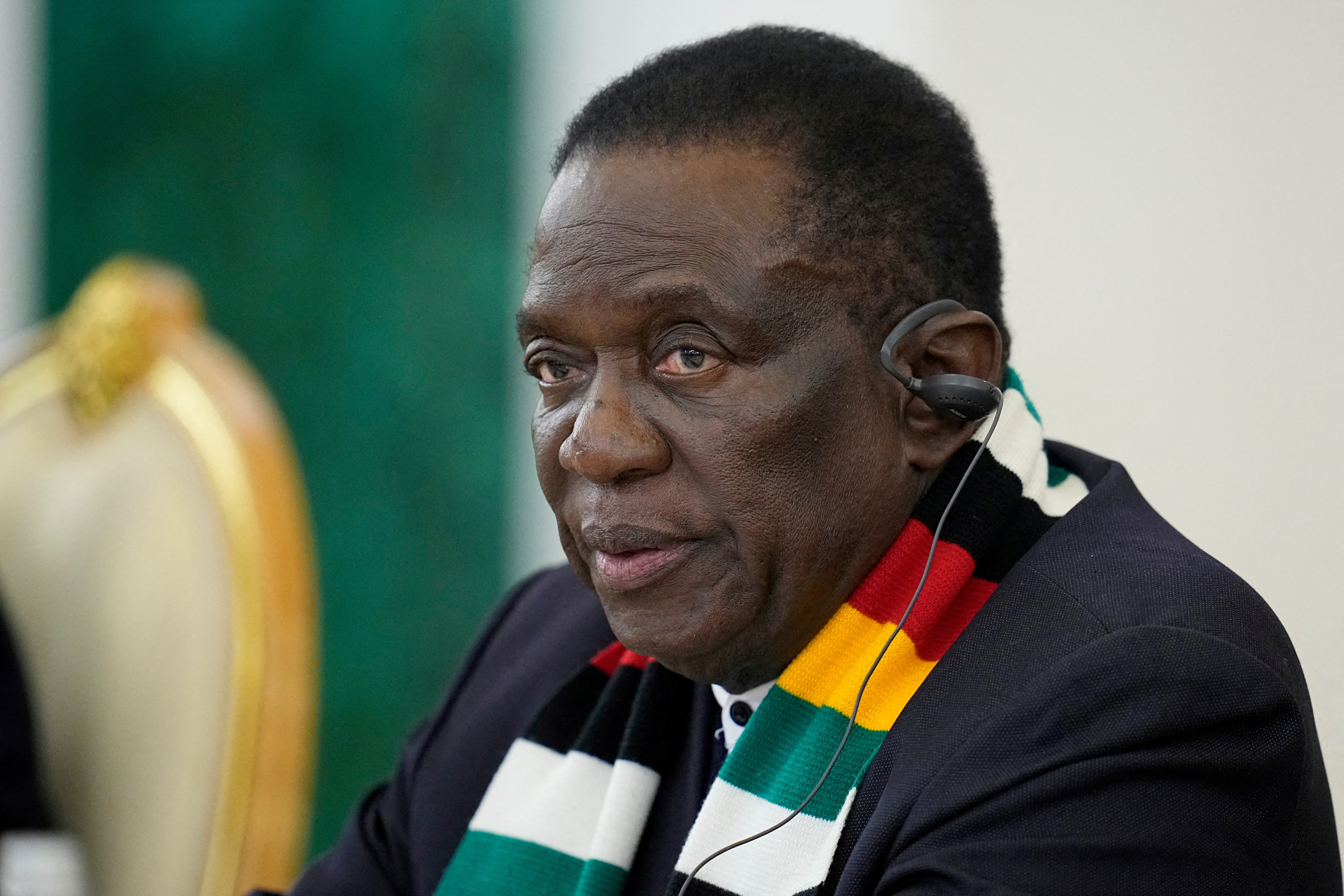 FILE PHOTO: Russia's President Vladimir Putin meets with Zimbabwe's President Emmerson Mnangagwa in Moscow