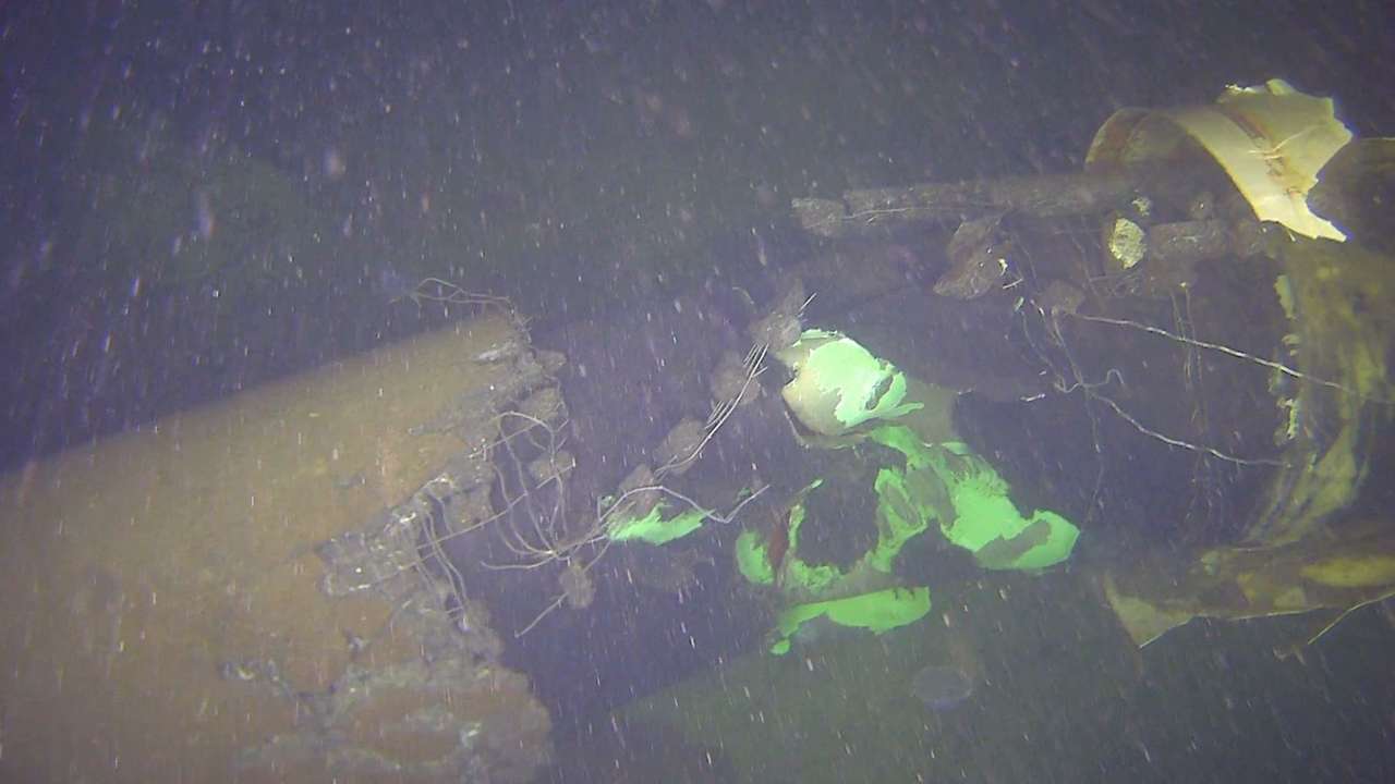 A damaged Balticconnector gas pipeline that connects Finland and Estonia is pictured in this undated handout picture in the Baltic Sea