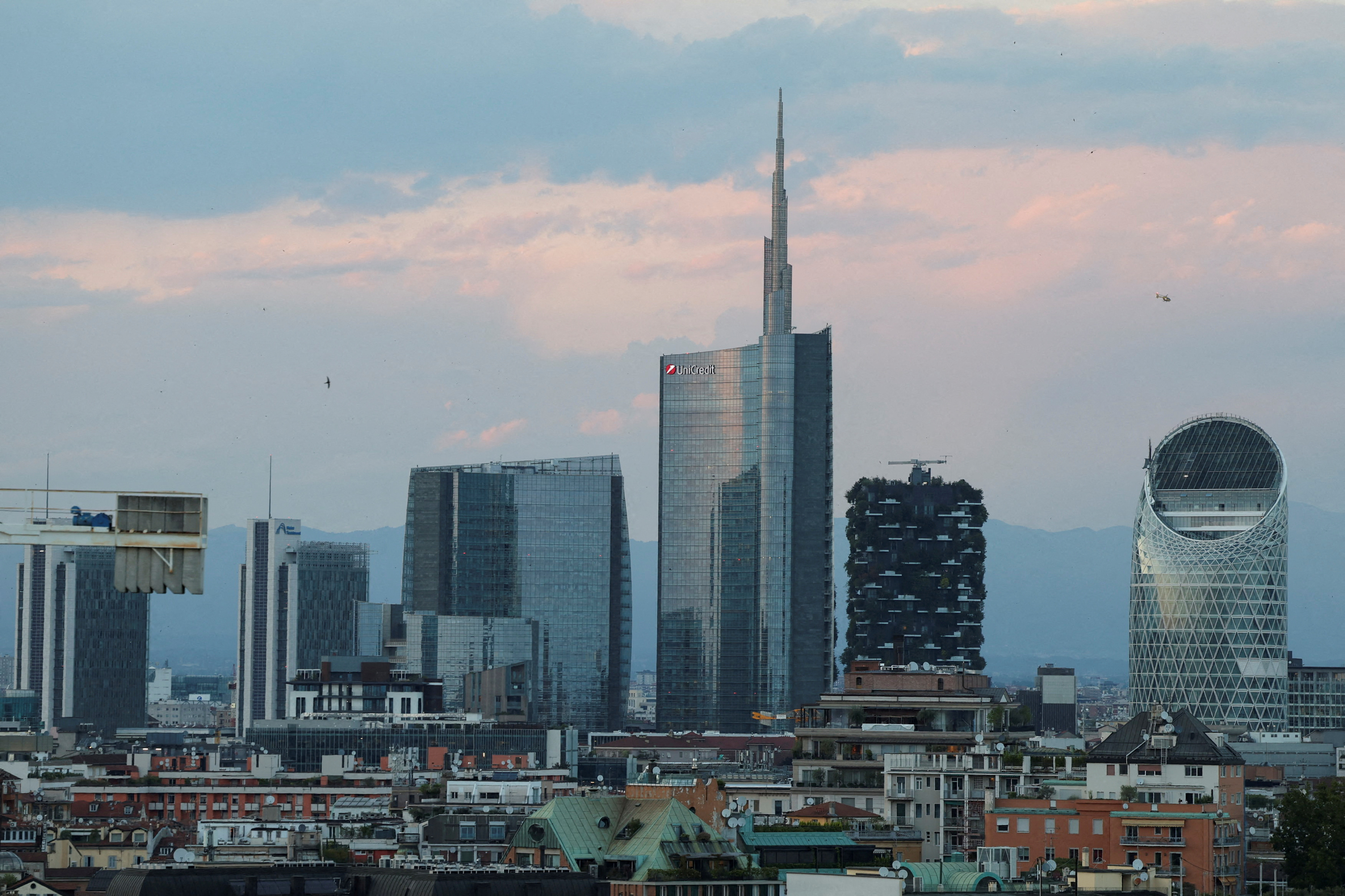 FILE PHOTO: A view shows Milan's skyline during sunset