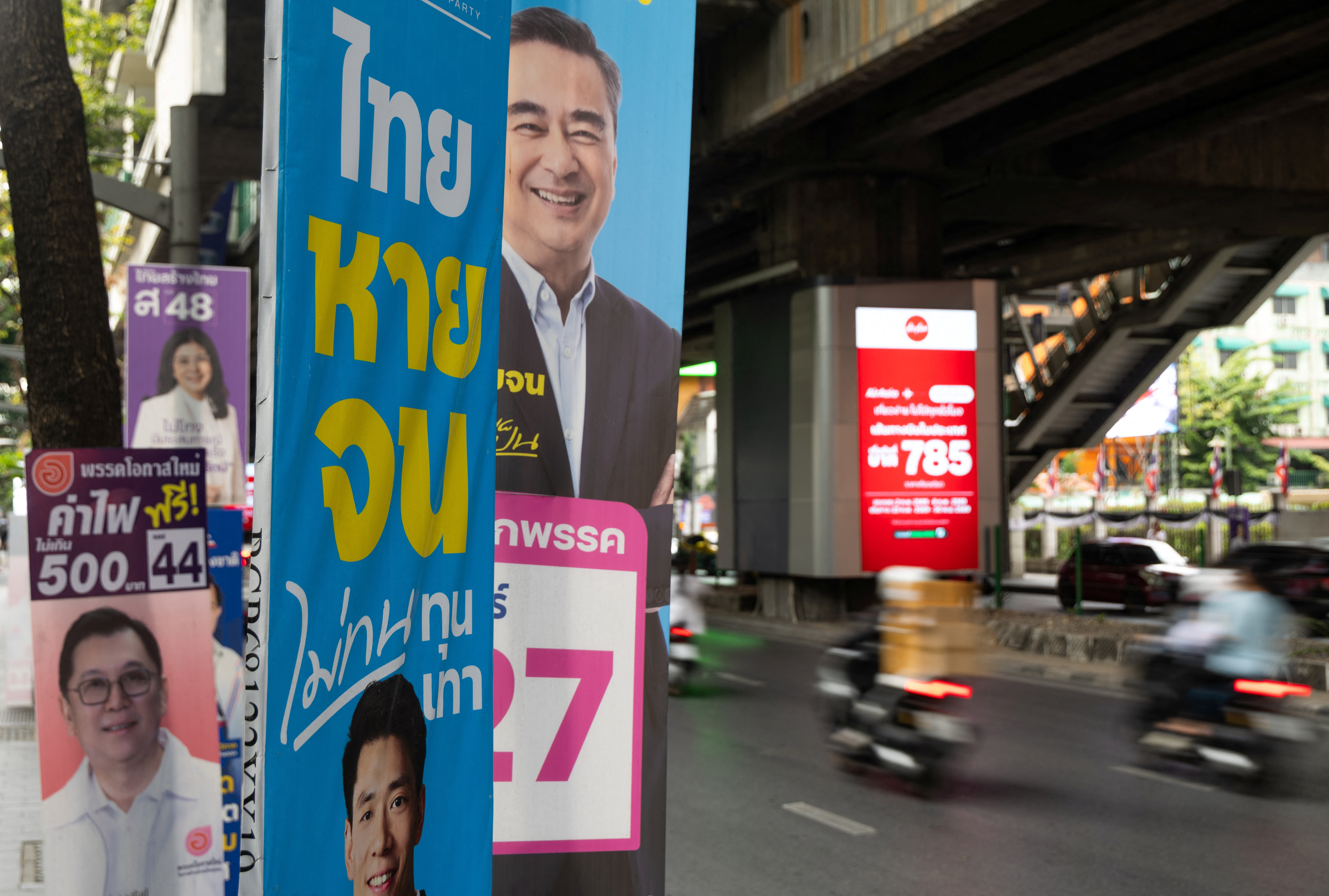 Electoral campaign posters ahead of Thailand's general elections, in Bangkok