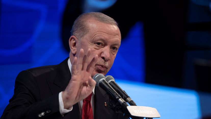 Turkish President Tayyip Erdogan delivers a speech at Bogazici University in Istanbul