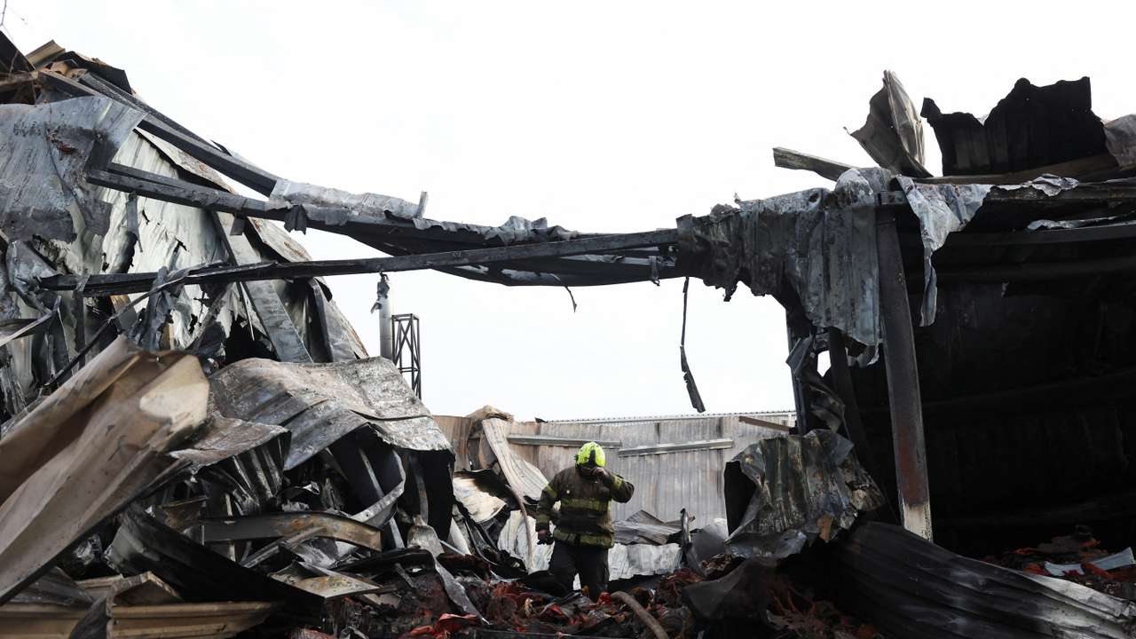 Aftermath of overnight Russian massive drone attack in Kharkiv