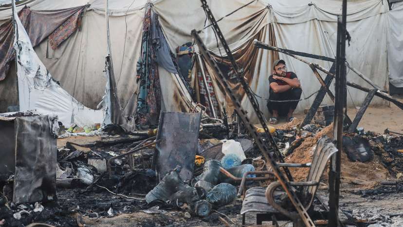 Israeli strike on tents sheltering displaced people, amid the Israel-Hamas conflict, in Deir Al-Balah