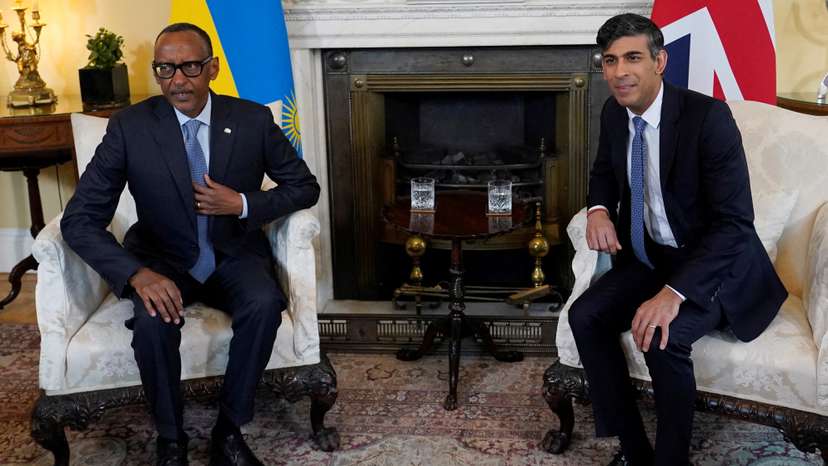 Britain's Prime Minister Rishi Sunak meets with President of Rwanda Paul Kagame in London