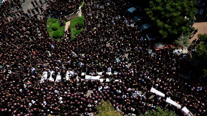 Funeral of children who were killed at a soccer pitch by a rocket fired from Lebanon, in Majdal Shams