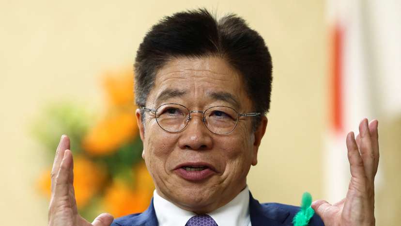 Japan's Finance Minister Katsunobu Kato speaks during an interview with Reuters in Tokyo