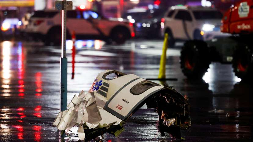 Aftermath of a plane crash in Philadelphia