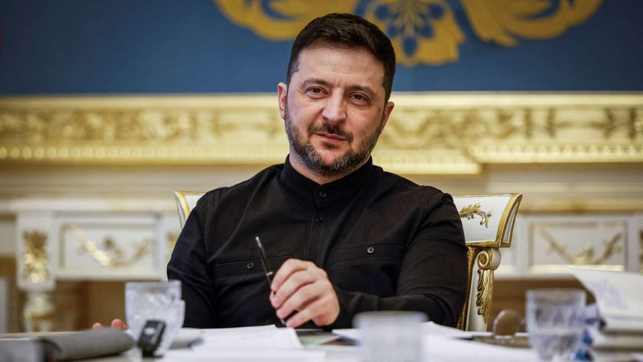 Ukraine's President Zelenskiy attends joint press conference with top country officials, in Kyiv