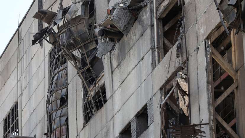 View shows a thermal power plant damaged by recent Russian missile strikes in Ukraine