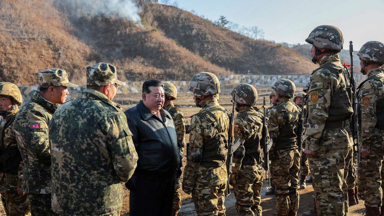 North Korean leader Kim Jong Un inspects field training of troops in the western region of the country