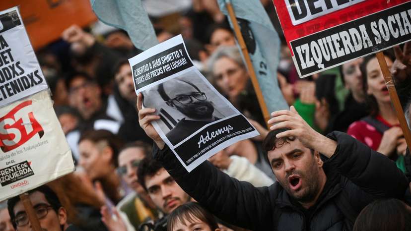 FILE PHOTO: People and family members demand the release of detained protesters, in Buenos Aires